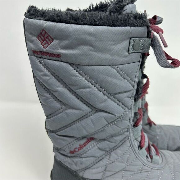 Columbia Kids Minx Mid III Waterproof Lace Up Boots Gray Size 4 Winter Hiking - Picture 8 of 9